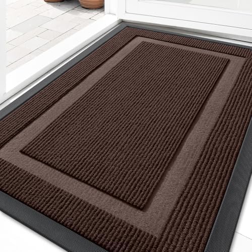 OLANLY Front Door Mat Outside 29.5x17, All-Season Heavy-Duty Rubber Doormat by OLANLY