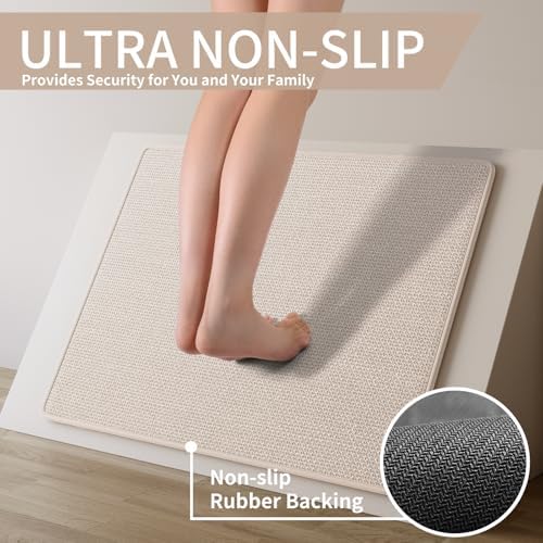 YDKGL Long Kitchen Runner Rugs Kitchen Mat Non Slip Washable Beige 17"x59" - Image 3