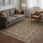 HUGEAR 4x6 Brown Vintage Floral Washable Area Rug for Entryway - Image 3