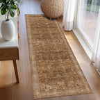 Washable Area Rug 2'6'' x 8' Vintage Traditional Persian Mat - Foldable Distressed Non-Slip Machine Washable Carpet for Living Room Bedroom Kitchen Home Decor - Bronze and Ivory - Image 3