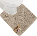 GORILLA GRIP Chenille Bath Rug Mat for Oval Toilet Base, 24x19 Beige by GorillaGrip
