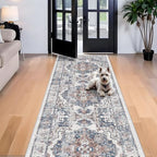 4x12 Wide Hallway Runner Rug: Vintage Washable Soft Runners for Living Room Bedroom Water Resistant Carpet with Non-Slip Backing for Entry Kitchen Dining Room Thin Bathroom Floor Mat(Brick,4x12) - Image 2