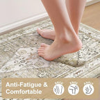 Collive Kitchen Rugs Sets of 2 Non Slip Washable, Taupe Kitchen Floor Mats - Image 3