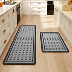 Kitchen Rugs Set of 2, Kitchen Mats for Floor,17x30+17x47 Grey by QiCaiJia