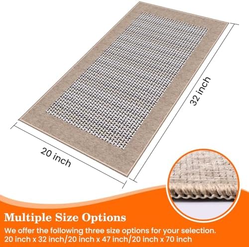 StepRite Kitchen Rugs, Kitchen Mats for Floor, 32"x20" Non-Slip Machine-Washable Kitchen Throw Rug, Absorbent Kitchen Runner Rugs Office, Sink Standing Desk Mat, Decor Carpet, Khaki - Image 2