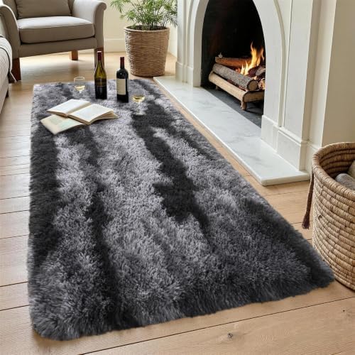 Noahas 2x10 Black Fluffy Soft Runner Rug Non-Slip for Bedroom Dorm Hallway - Image 4
