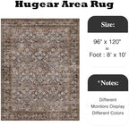 HUGEAR 8x10 Brown Blue Vintage Floral Washable Area Rug for Living Room - Image 2