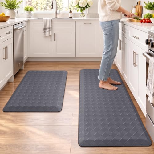 TranquilRelax 4/5 Inch Cushioned Anti Fatigue Kitchen Mats for Floor, Grey by Unknown