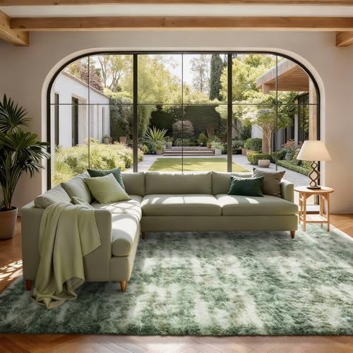 Ophanie Area Rugs for Bedroom Living Room,Color Green and White,Size 8' x 10',Shape Rectangular - Image 5