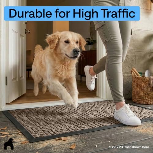 GORILLA GRIP WeatherMAX Door Mat, Indoor Outdoor Use, 72x24, Beige Maze - Image 6