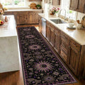 Vacuum-Friendly, 2x10 Washable Area Rug, Black Purple Beige by meejou