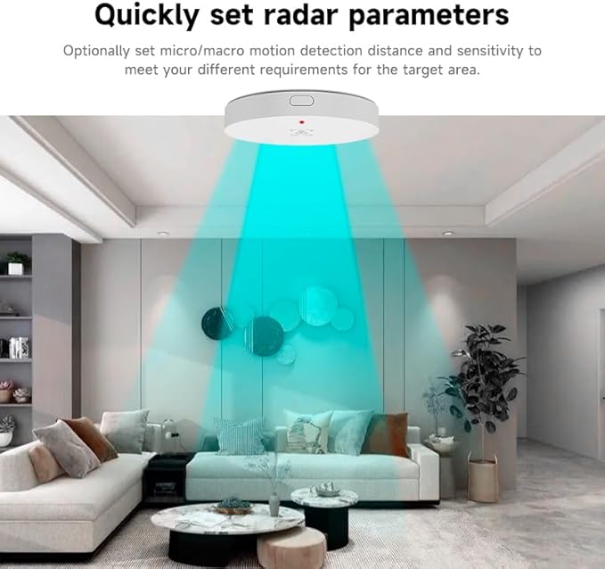 IHSENO Human Presence Sensor, WiFi Wave Radar Real-time Human Motion Detection Sensor, Compatible with TUYA/Smart Life