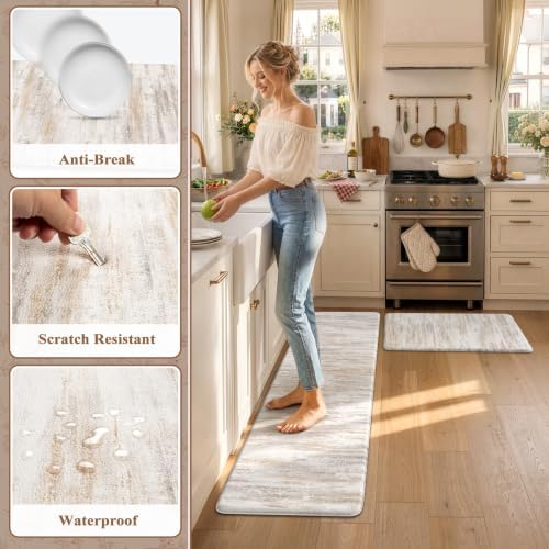 KIMODE Kitchen Mats Cushioned Anti Fatigue, Abstract Farmhouse Kitchen Rugs - Image 6