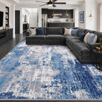 RELEANY Washable 10'x12' Abstract Area Rug for Living Room Blue Gray by RELEANY