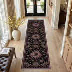 Vacuum-Friendly, 2x8 Washable Area Rug, Black Purple Beige - Image 2