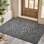 Bulijojo Front Door Mat Entrance,Durable Heavy Duty Welcome Mat,Thick Absorbent Natural Rubber Non Slip Mat,Sturdy Entryway Grey 47"x32" by ShowYourStyle