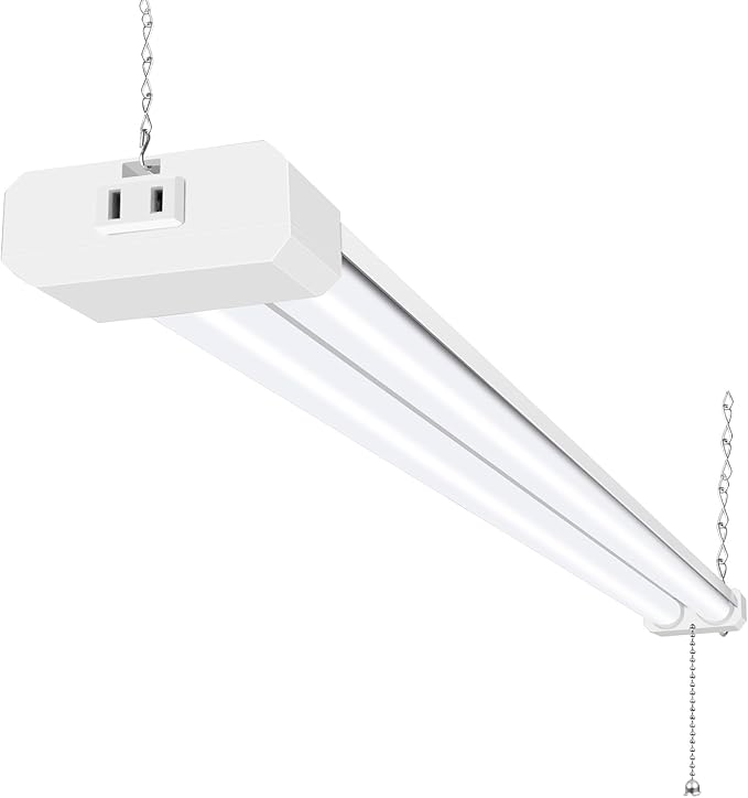 hykolity 5000K LED Shop Light Linkable, 4FT Daylight 42W LED Ceiling Lights for Garages, Workshops, Basements, Hanging or FlushMount, Included Power Cord and Pull Chain, 4400lm, ETL- 1 Pack