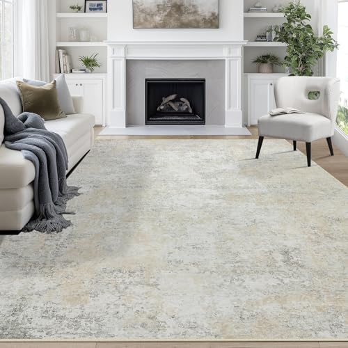 9x12 Area Rugs for Living Room Washable Bedroom Dining Room Beige Grey by Aelenmu