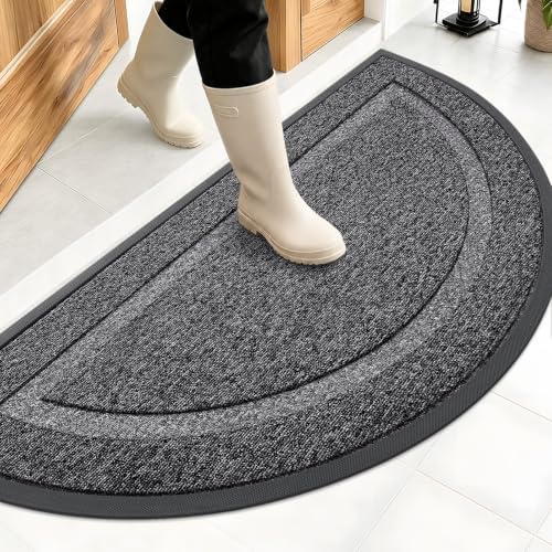 OLANLY Half Circle Front Door Mat Outside 47x23 All-Season Rubber Doormat by OLANLY