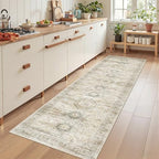 Rug Runners for Hallways Non Slip - 2x8 Runner Rug for Bedroom, Washable Runner with Rubber Backing, Soft Low-Pile Carpet for Kitchen, Laundry, Bathroom (2'x8', Grey/Yellow) - Image 4