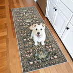 2x6 Washable Hallway Runner Rug: Vintage Floral Kitchen Rugs with Non-Slip Backing Low Pile Water Resistant Carpet for Living Room Bedroom Soft Floor Mat for Bathroom Laudry Dining Room(2x6,Green) by HYHAOYUNLAI