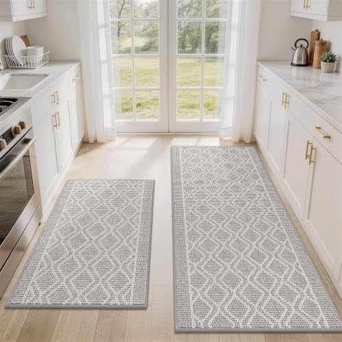 COSY HOMEER Kitchen Rugs Sets of 2 Non-Slip Washable,24”x35“+24”X60“ by COSYHOMEER