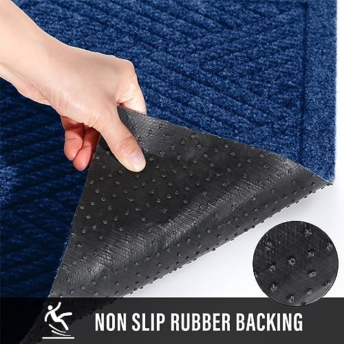 HIYARD Sturdy Front Door Mat, Absorbent Muddy Dirt Resist Welcome Door Mats Outdoor Indoor, Stain and Fade Resistant, Non-Slip Rubber Backing Low Profile Doormat for Entryway, 30×17, Blue - Image 4
