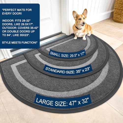 OLANLY Half Circle Front Door Mat Outside 59x34 All-Season Rubber Doormat - Image 2