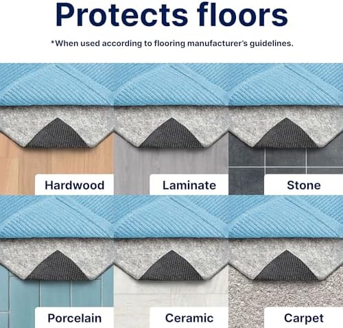 RUGPADUSA - Dual Surface - 9' Round - 3/8" Thick - Felt + Rubber - Enhanced Non-Slip Rug Pad - Adds Comfort and Protection - for Hard Surface Floors - Image 7