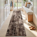 2x8 Brown Rug Runners for Hallways Kitchen Runner Rug Non Slip Washable Black Long Runner Rugs with Rubber Backing Soft Abstract Carpet Runner for Bedroom, Kitchen, Bathroom, Entryway by OmpaaHomeDecor