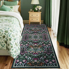 PLHXFR 2.6x8 Washable Runner Rug：Floral Indoor Kitchen Carpet Dark Green - Image 2