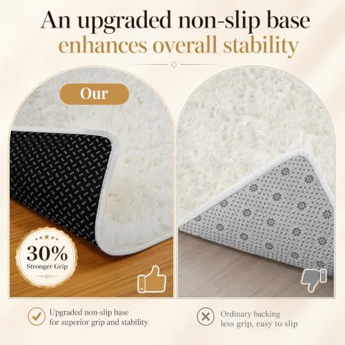 PLHXFR 9x12 Area Rugs Living Room: Fluffy Bedroom Rug Shag Carpet White - Image 5