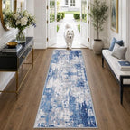 RELEANY Washable Runner 2'x6' Abstract Area Rug for Hallway Blue Gray by RELEANY