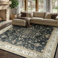 RELEANY Washable Area Rug, Square 10'x10', Black/Vintage/Beige by RELEANY