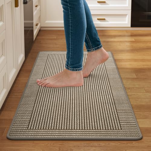 Kitchen Mats for Floor, Non Slip Kitchen Rugs, 17x30 Brown by QiCaiJia
