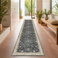 Hazo Haus Black Boho Washable 3x20 Extra Long Runner Rug for Hallway, Waterproof Large Kitchen Floor Rug, Non-Slip Stain & Fade Resistant, Vintage Floral Decor by HazoHaus