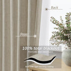 Guken Extra Long 100% Blackout Linen Curtains 120 Inches Grey Flax - Image 4