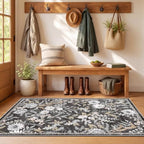 SameBed 4x6 Area Rug Living Room, Vintage Washable Carpet Black Gray - Image 4