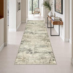 3x10 Washable Runner Rug：Modern Abstract Soft Carpet Ash Brown by FXRHLP