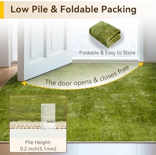 RELEANY Washable 5'x7' Abstract Area Rug for Living Room Grass Green - Image 7