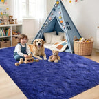 6x9 Large Royal Blue Fluffy Soft Area Rug Non-Slip for Living Room Bedroom - Image 4