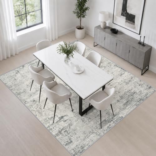 Area Rug Living Room: 4x4 Modern Washable Indoor Soft Carpet Gray - Image 4