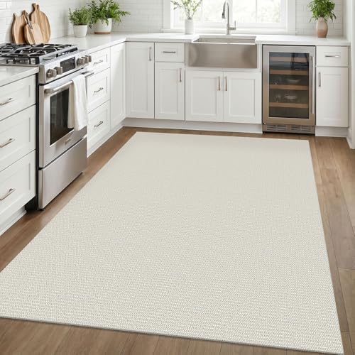 EARTHALL Washable Area Rug, Non Slip Living Room Rug, 5x7 Ft, Cream/Grayish - Image 6