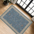 Blue 2x3 Washable Rug for Entryway Indoor, Kitchen Floor Waterproof, Bathroom, Powder Room, Non Slip Low Pile Stain & Fade Resistant, Modern Eclectic Floral Decor by HazoHaus