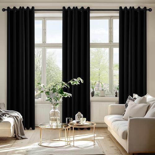 MIULEE Blackout Curtains for Bedroom 2 Panels 40 x 84 Inch Long Black - Image 6