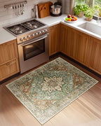 RELEANY Washable Area Rug, 3'x4', Brick/Brown/Green - Image 2
