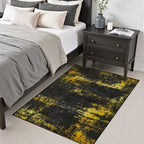 Area Rug Living Room: 3x5 Modern Washable Soft Carpet Black Gold - Image 4