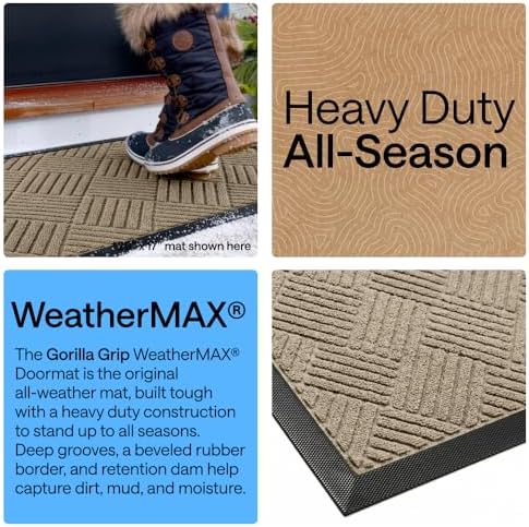 GORILLA GRIP WeatherMAX Door Mat, Indoor Outdoor Use, 72x24, Beige Diamond - Image 3