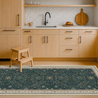 Hazo Haus Dark Green 2x8 Non Slip Kitchen Runner Rugs - Modern Vintage Boho Eclectic Floral Pattern, Washable Low Pile Non-Slip 8ft Long Runner Rugs for Hallway, Entrance by HazoHaus