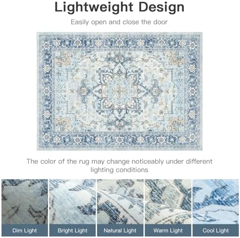 Lofus 9x12 Light Blue Rugs for Bedroom Living Room, Vintage Boho Carpet - Image 2